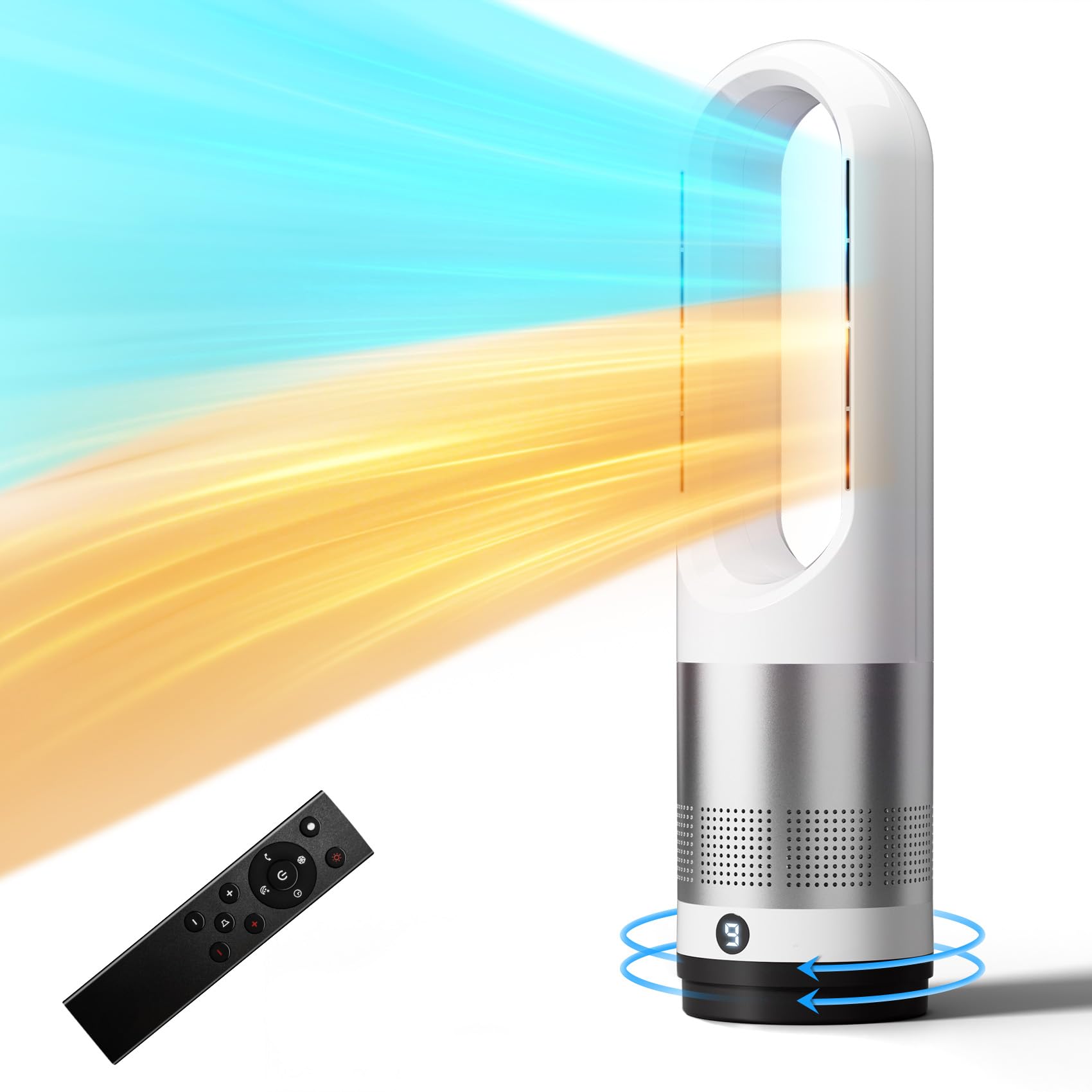 Amazon | タワーファン【通年使え・空気循環】8段階送風/3段階温風 羽