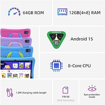 plimpton Upgraded Kids Tablet, 10 Inch Android 15 Tablet for Kids