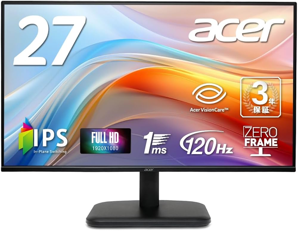 Amazon.co.jp: Acer モニター 27インチ フルHD 非光沢 IPS 120Hz 1ms
