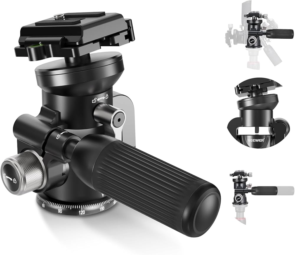 Amazon | NEEWER ビデオ雲台 三脚雲台 自由雲台 パン/チルト +/-15