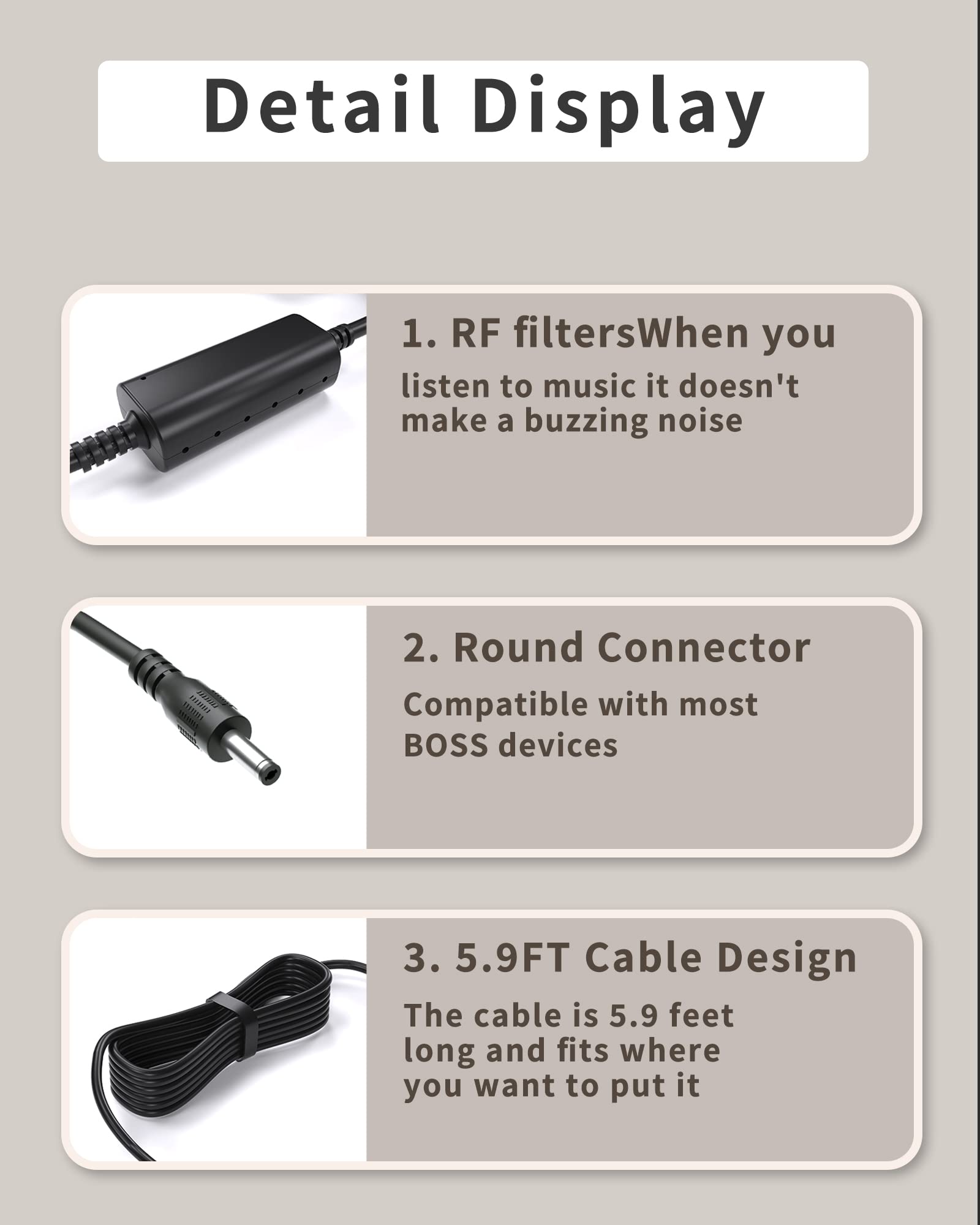 Amazon.com: VHBW for Boss PSA Adapter 9V DC, Low Noise with Wave