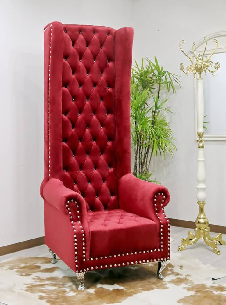 Amazon｜スーパーハイバックチェア レッド 一人掛け スタッズ ベロア