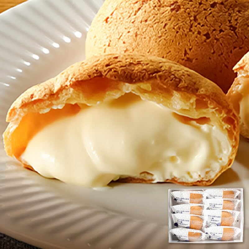 Amazon.co.jp: くりーむたっぷり羽二重もっちりシュー 【8個入り