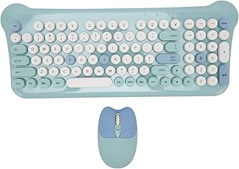Amazon | かわいいワイヤレスキーボードマウス、98キーレトロミックス