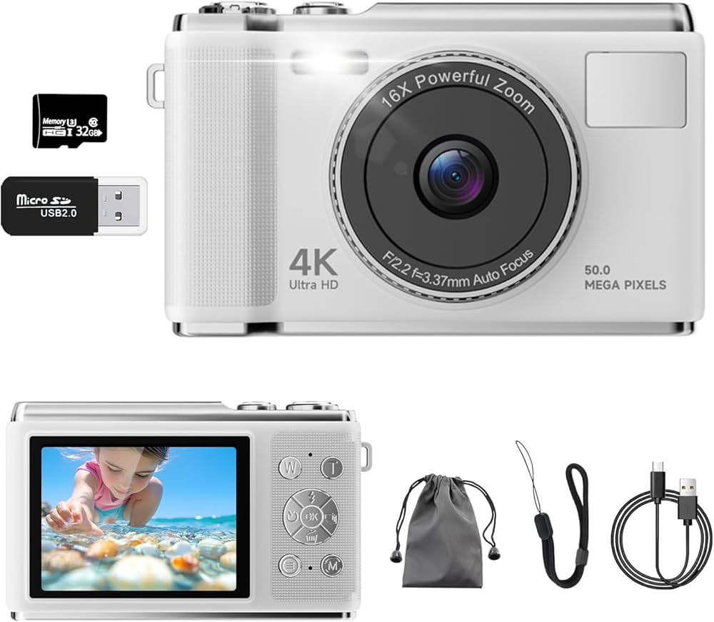 Amazon | デジカメ【4K動画撮影、5000万画素】デジタルカメラ 32GB