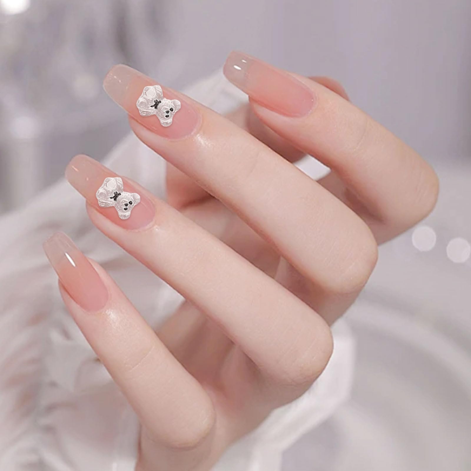 Amazon.co.jp: ネイルパーツ クマ 60個セット 3D 立体 クリア 透明