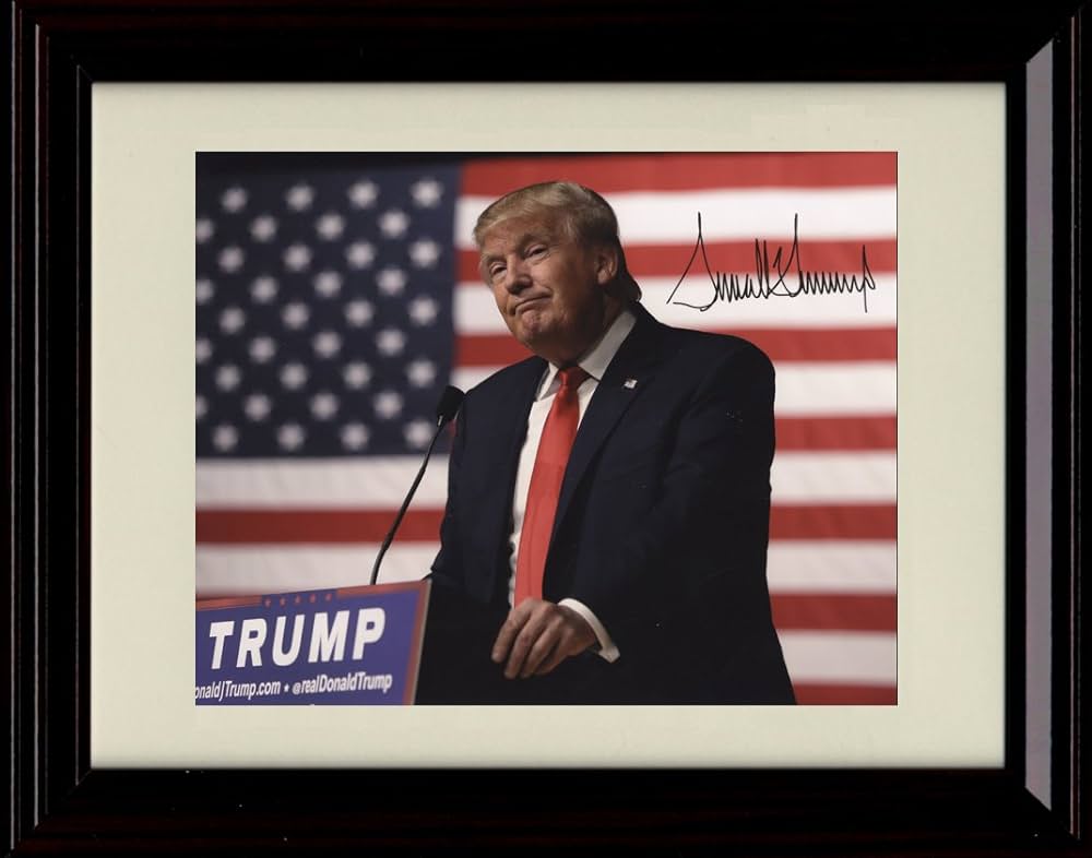 Amazon.co.jp: 額入りドナルド・トランプのサイン入りレプリカプリント