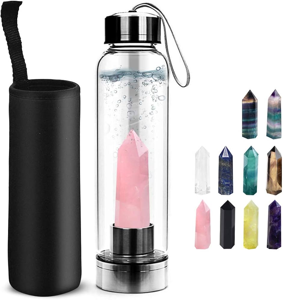Amazon.co.jp: UHottest 天然クリスタル水筒、ナチュラルクォーツ