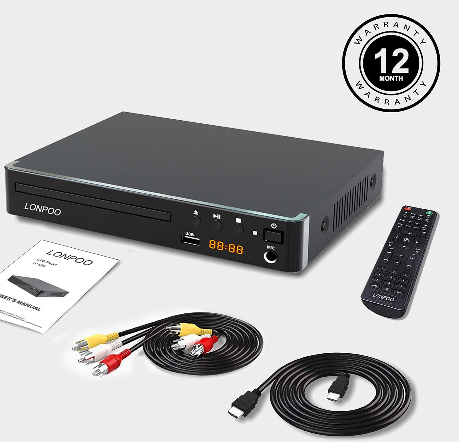 Amazon | LONPOO 1080P HD Blu-ray DVDプレーヤー HDMI & AV & 同軸