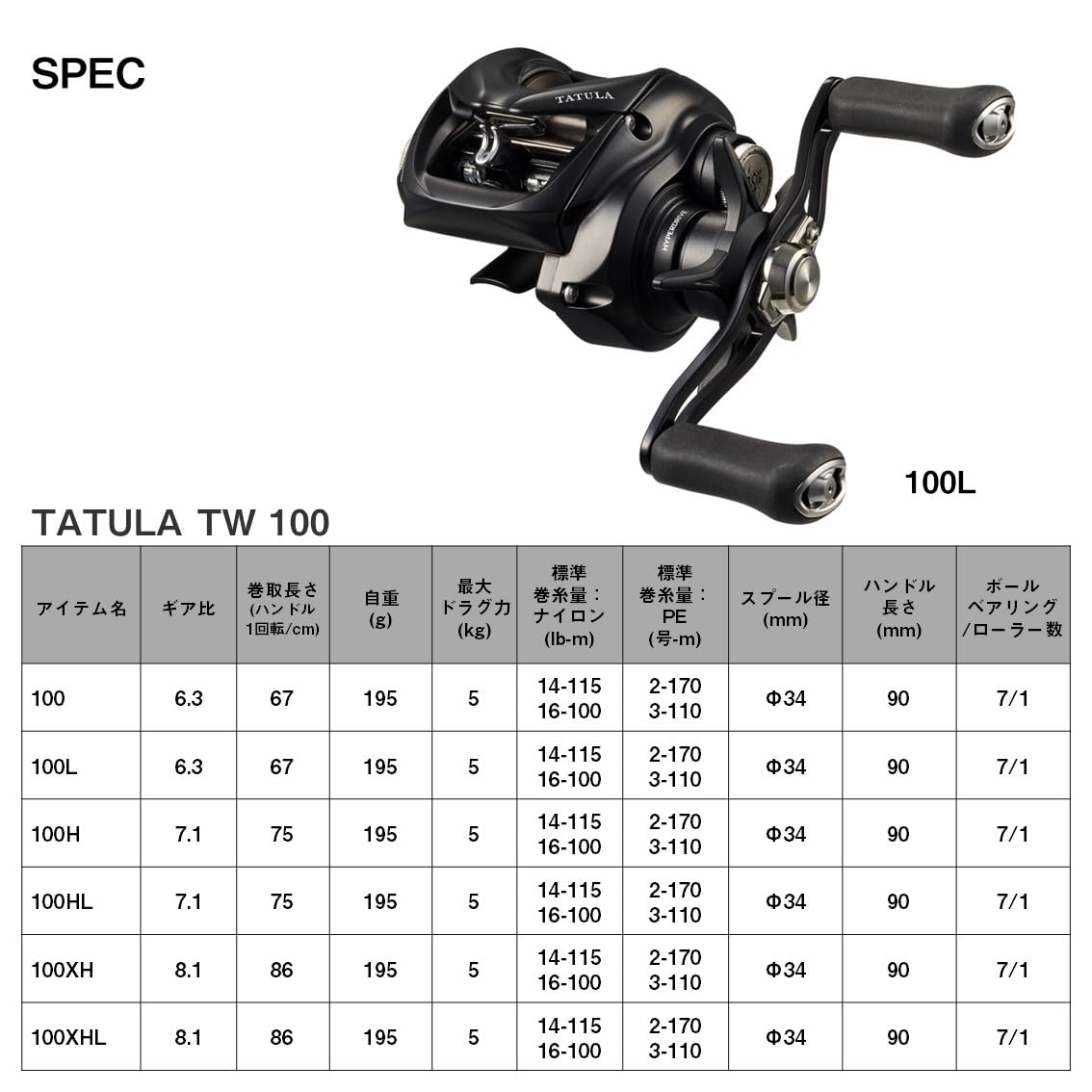 Amazon | ダイワ(DAIWA) ベイトリール 24TATULA TW 100L | ダイワ