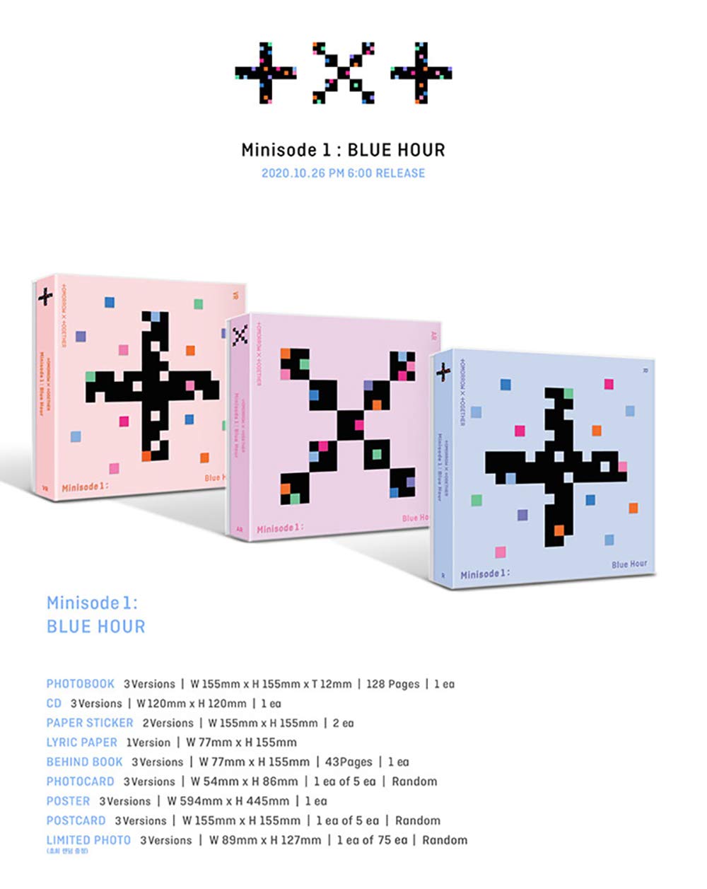 Amazon.com: TXT Album : Blue Hour (Minisode1) - 3 Versions Set (R+