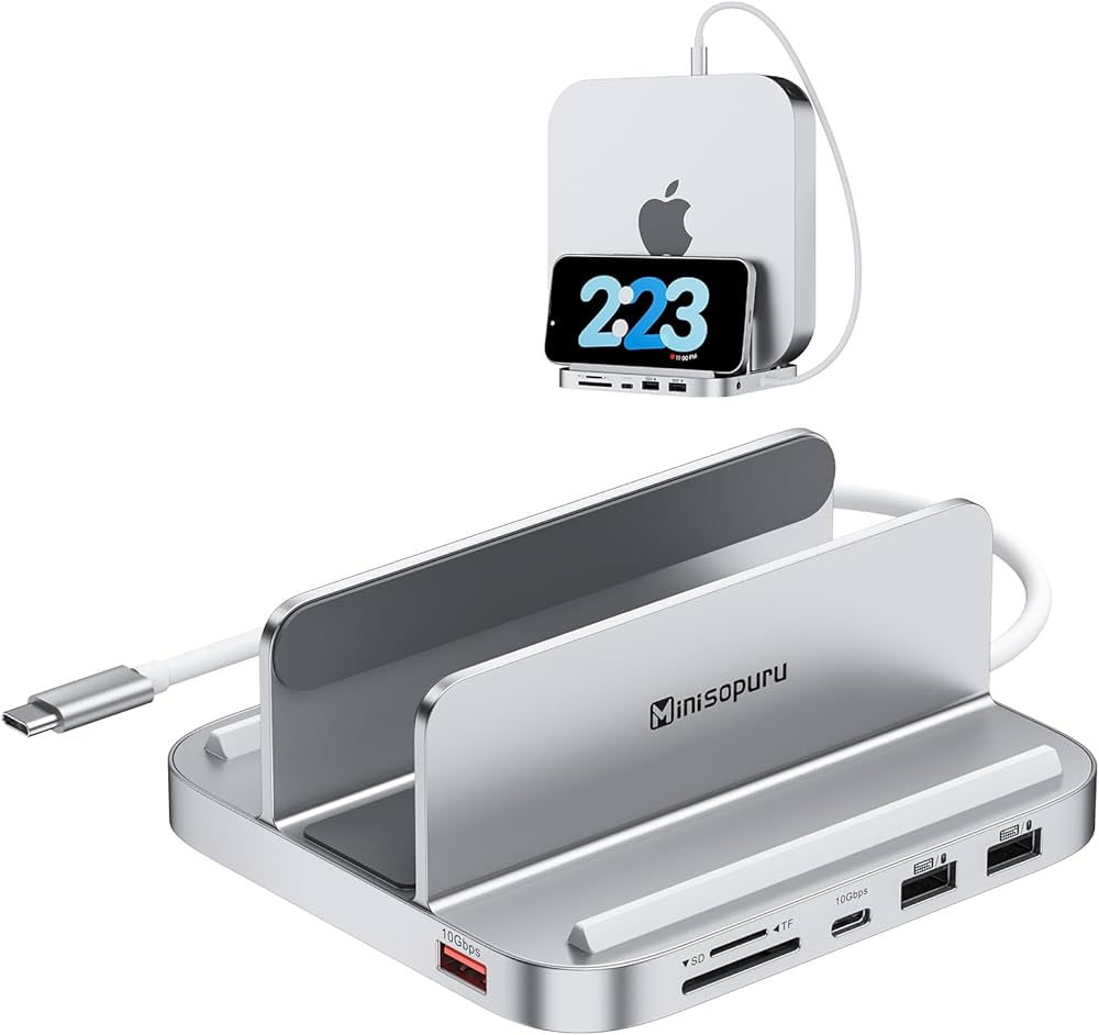 Minisopuru Base e suporte para Mac mini com gabinete SSD M.2 NVMe