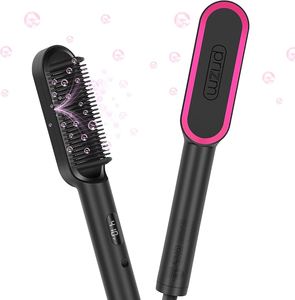 Amazon.com : Prizm Hair Straightener Brush, 20s Fast Heating