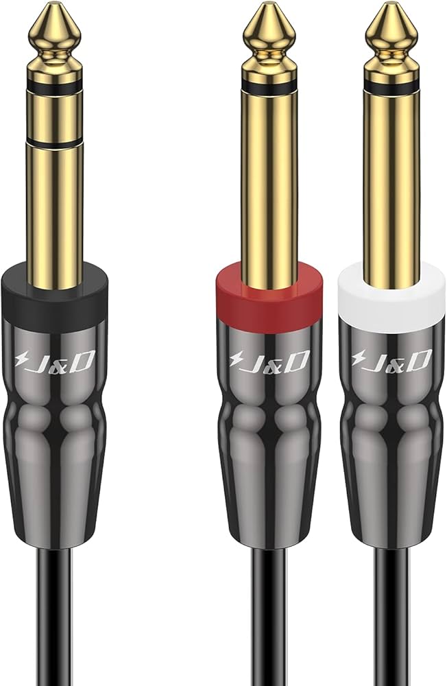 Amazon | J&D 1/4インチ TRS - デュアルTSケーブル、金メッキ6.35mm