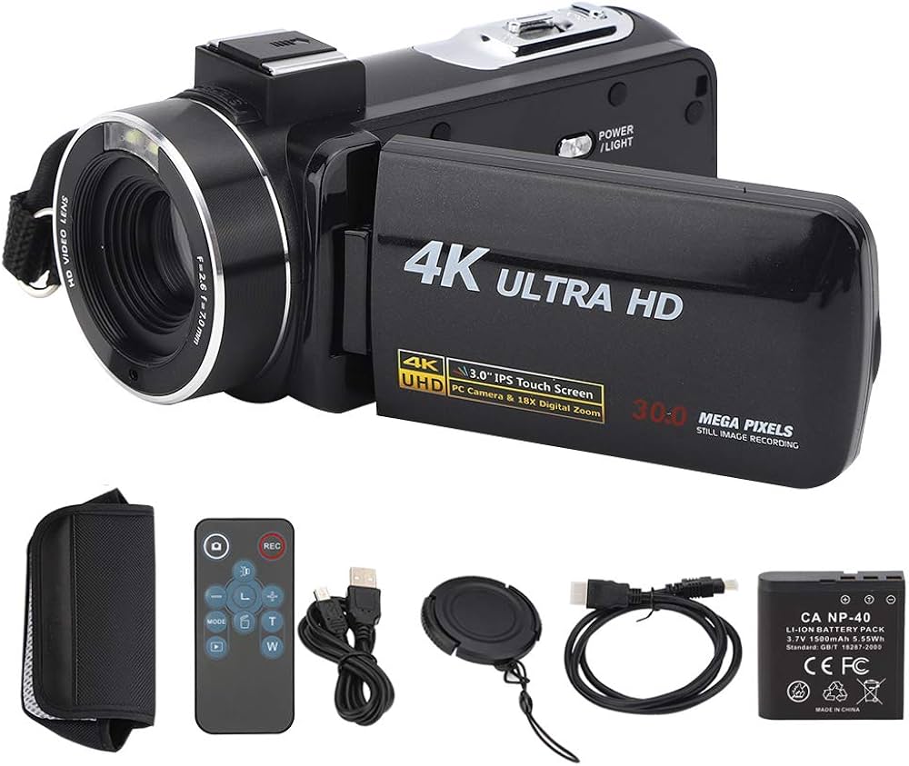 Amazon | ビデオカメラ 4K 30MP 18Xデジタルズーム 3.0インチ タッチ