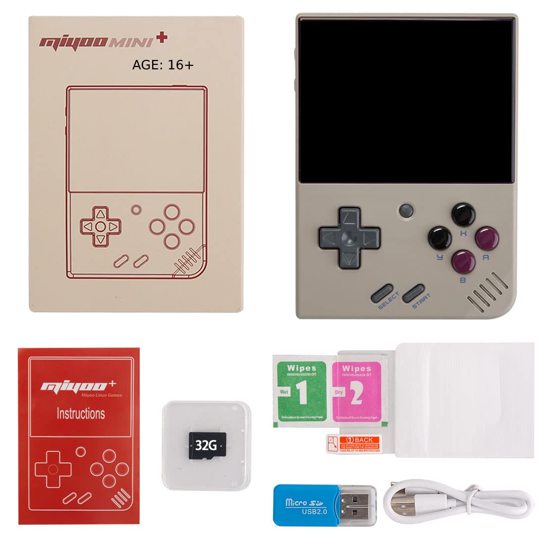 Miyoo Mini Plus Handheld Game Console, 3.5 Inch Retro Arcade Built