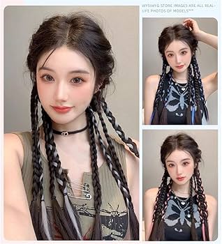 Amazon.co.jp: SITEDAN 三つ編み エクステ ポニーテール つけ毛 キッズ