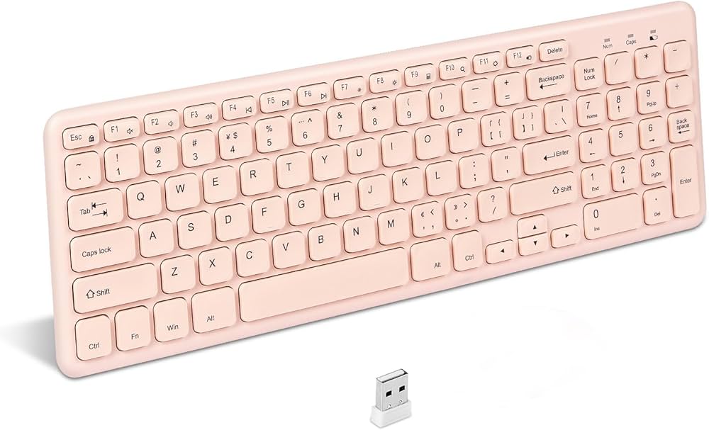 Amazon | ワイヤレスキーボード 2.4G USB 超薄型 96キー 静音 電池式