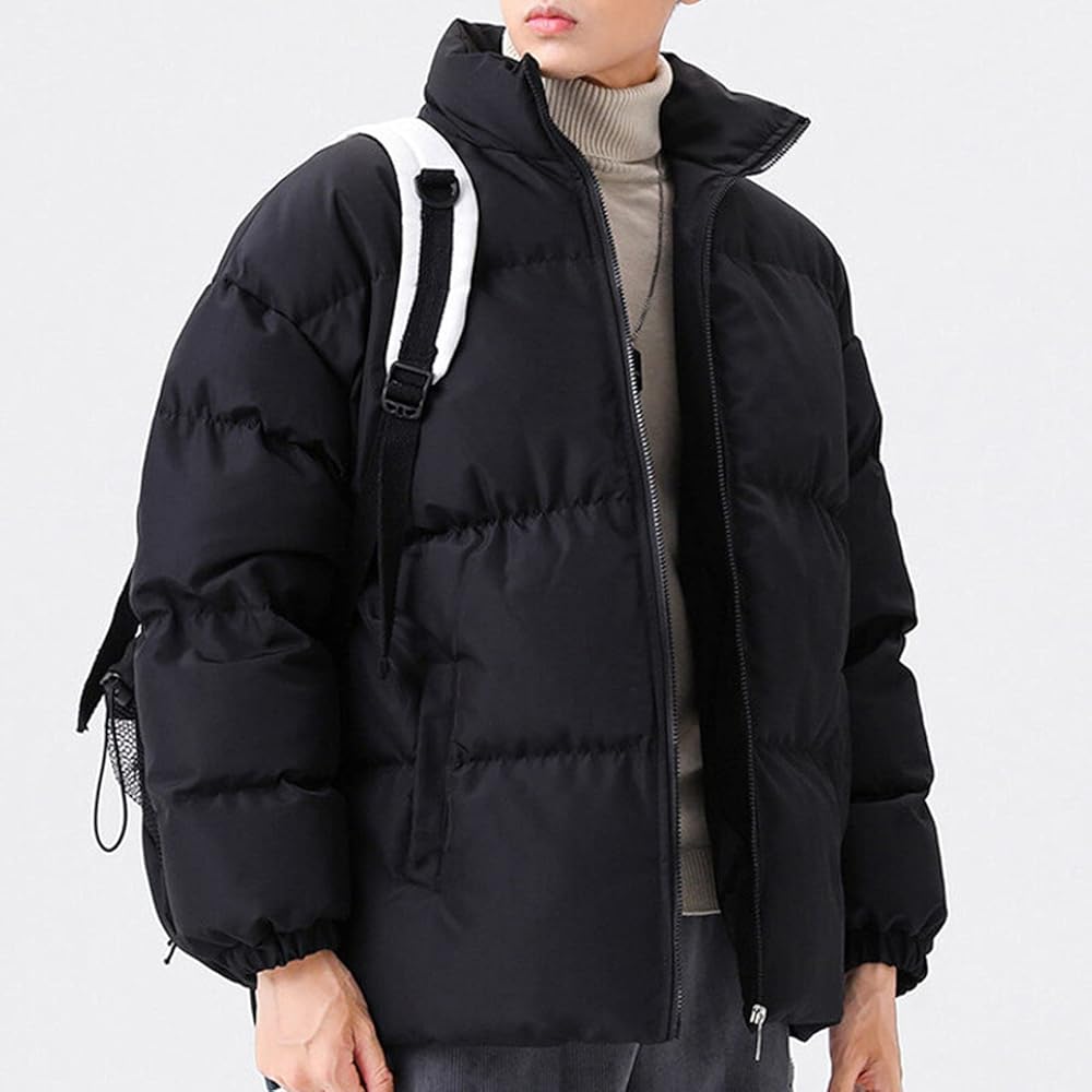 JEsilunmaMY Men's Stand Collar Warm Padded Jacket Full Zip Winter