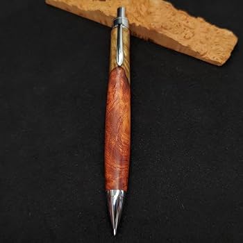 Amazon.co.jp: ⑮Bハンドメイド木軸シャーペン花梨瘤紅白赤濃いめ