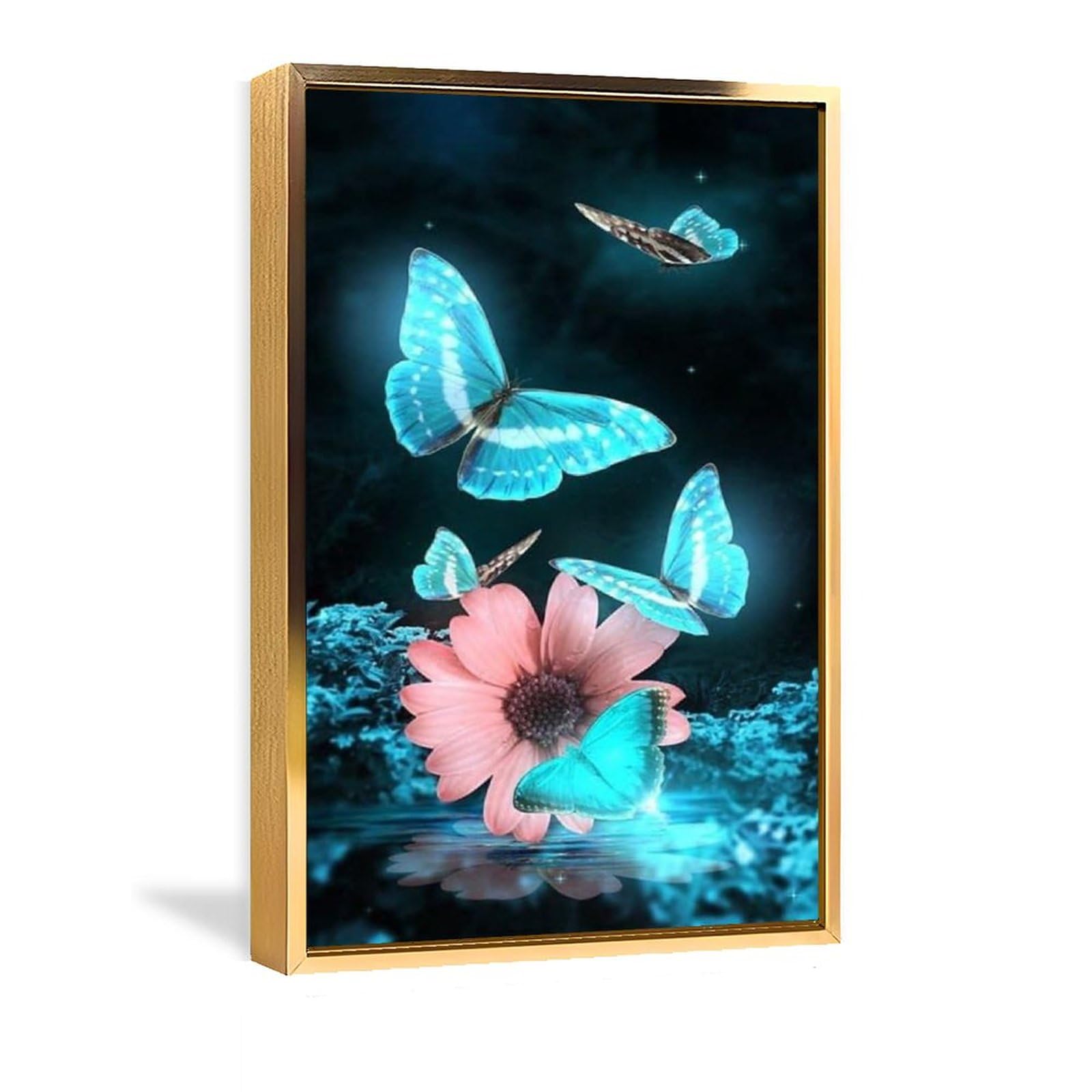 Amazon.co.jp: 絵画 青く光る蝶インテリア 絵画 ポスター カラフルな