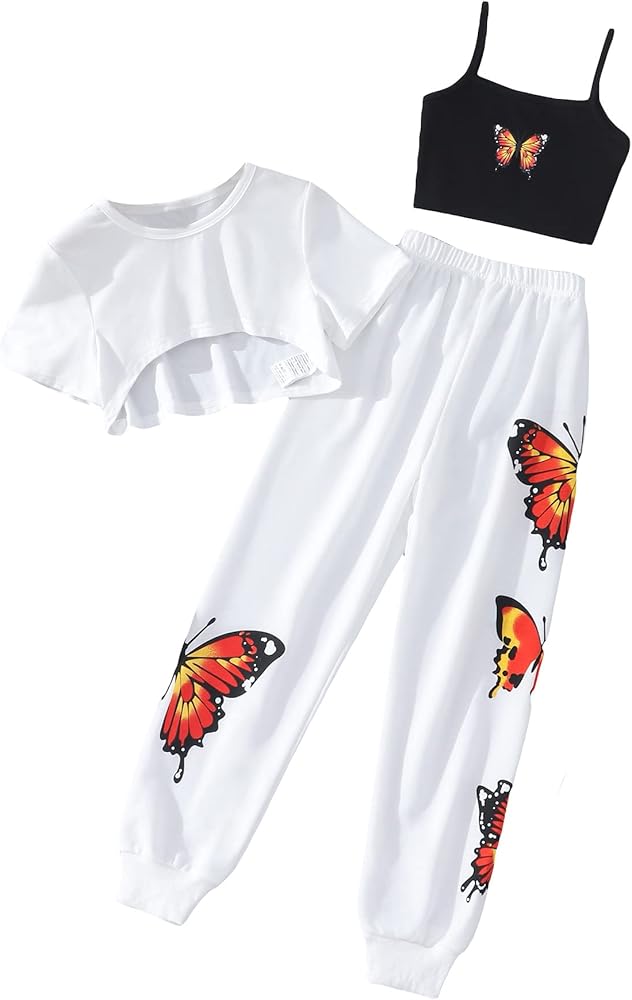 Amazon.com: SOLY HUX Girl's Butterfly Print Cami Tops & High Low