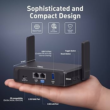 GL.iNet GL-BE3600 (Slate 7) Portable WiFi Router, Dual-Band Travel