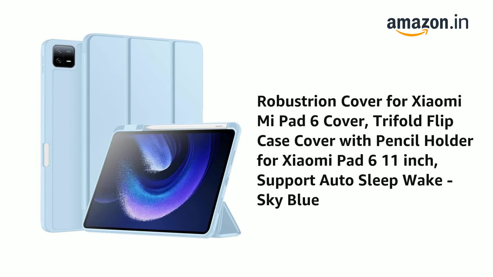 Robustrion Cover for Xiaomi Mi Pad 6 Cover, Trifold Flip Case