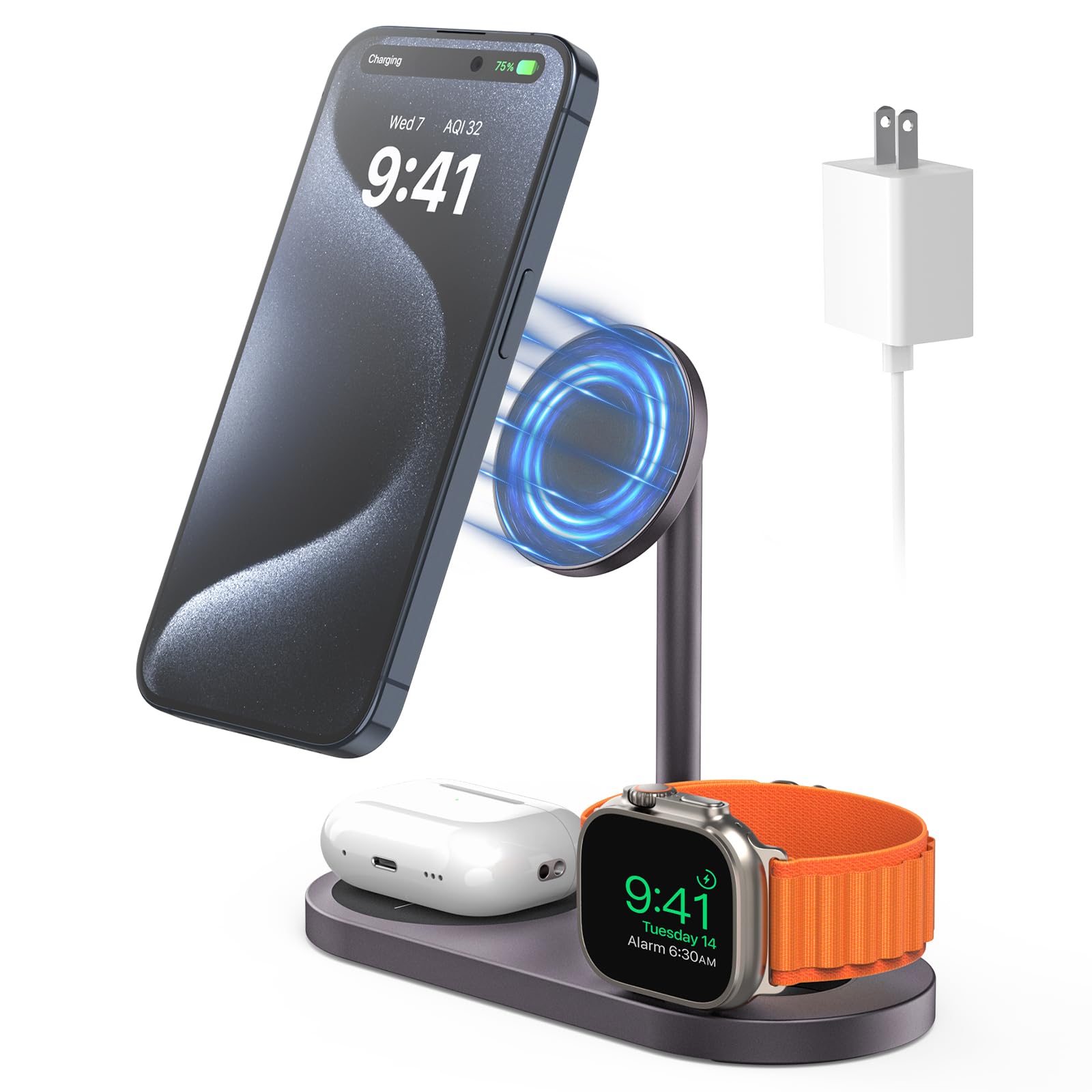 Amazon.co.jp: KU XIU X23 PRO ワイヤレス充電器 3in1 アルミ製