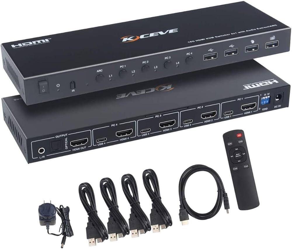 Amazon.co.jp: KCEVE HDMI KVM切替器、4入力1出力4K60Hz HDMI分配器