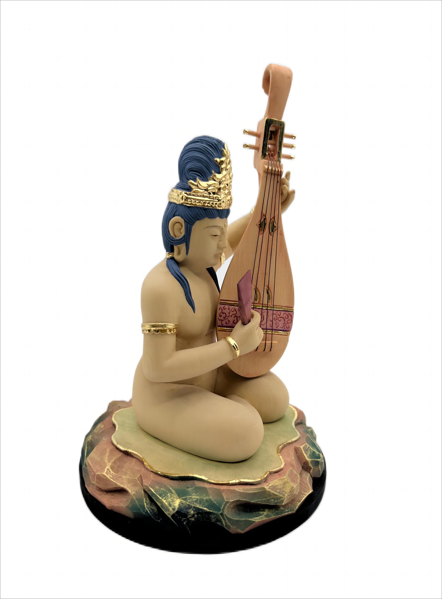Amazon｜仏像 弁財天 琵琶持ち弁天 座像木彫仏像 木彫り 木製 弁才尊天