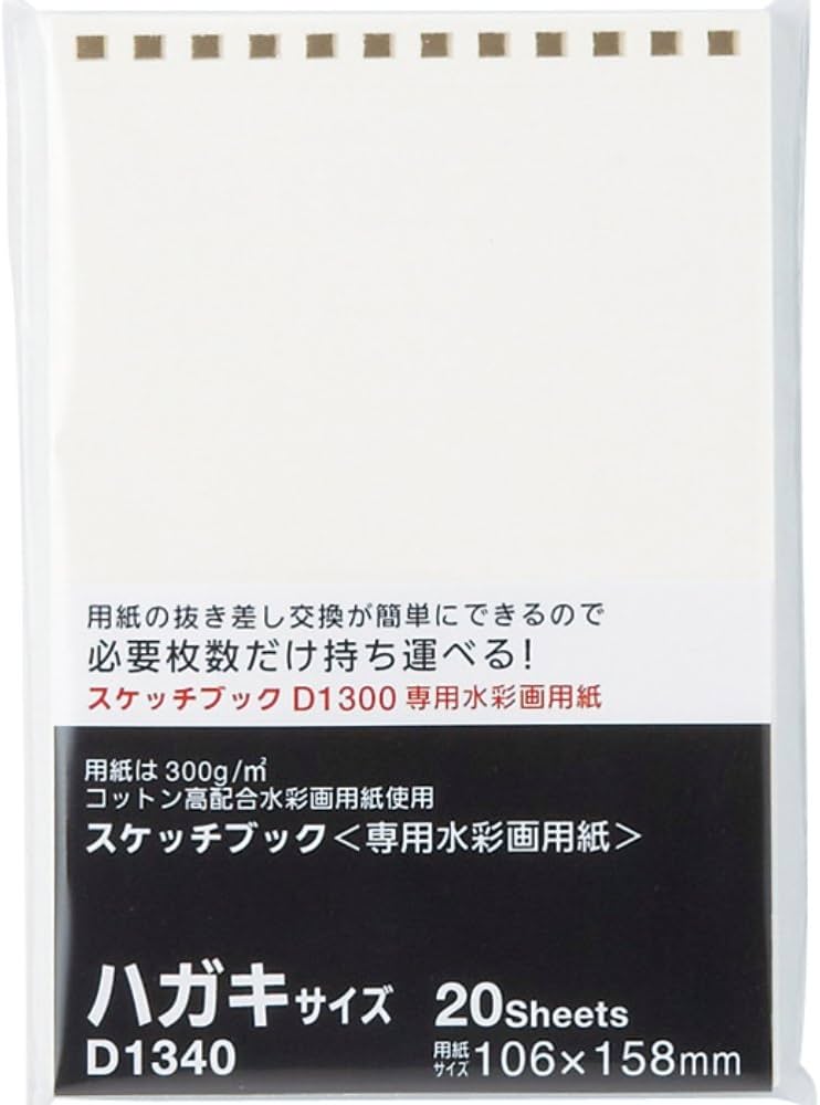 Amazon | リヒトラブ スケッチブック 水彩画用紙 はがきサイズ 20枚 12