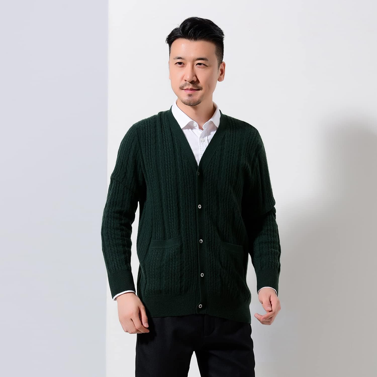 Amazon | FAIRSET カシミヤ100％ケーブル柄カーディガン ニット