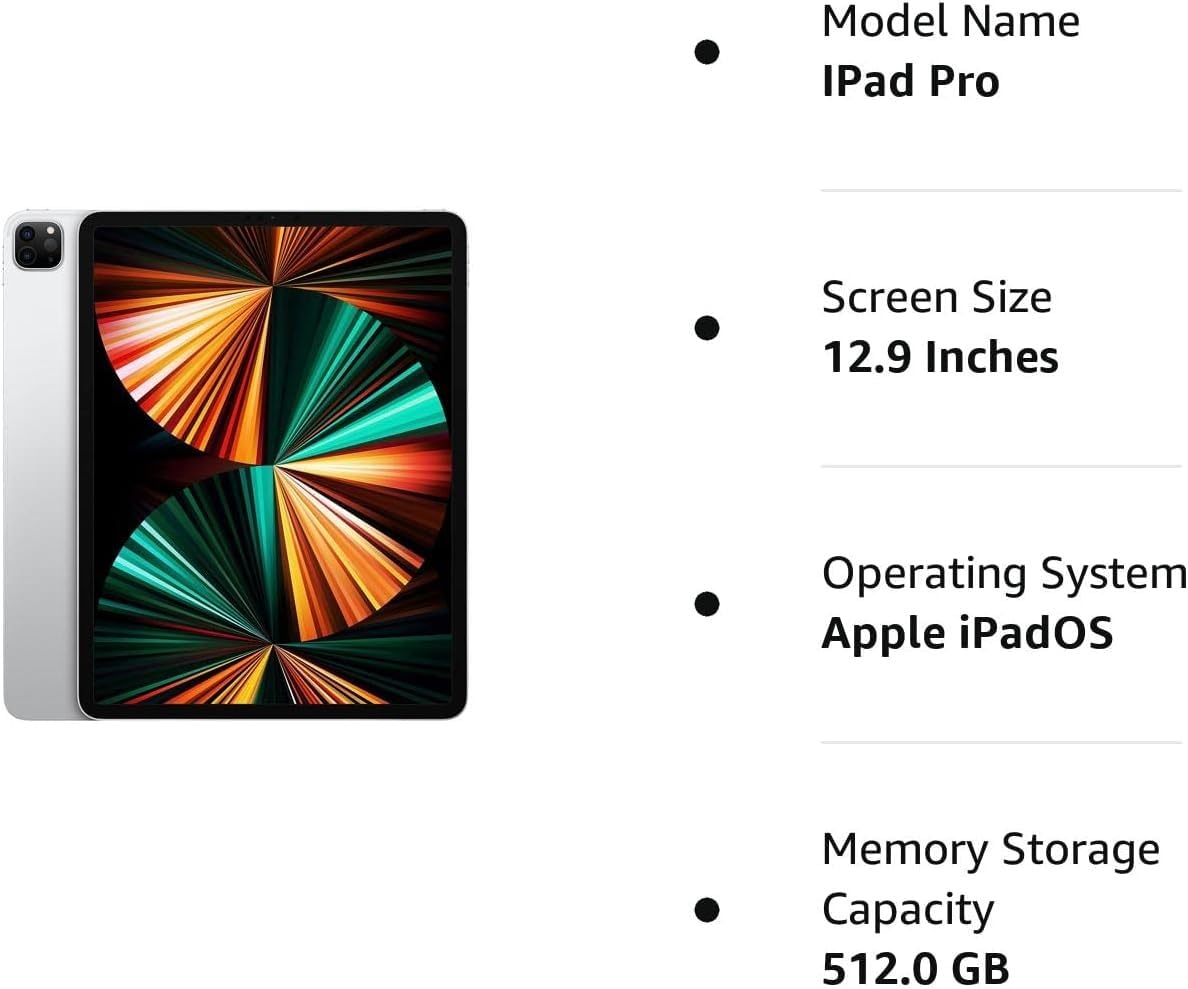 Amazon.com : Apple 2021 iPad Pro 12.9-Inch, Wi-Fi, 512GB - Silver