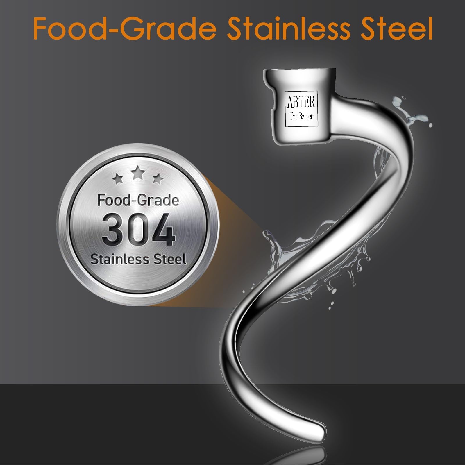 Amazon | ステンレススチールスパイラル生地フック KitchenAid 4.5-5