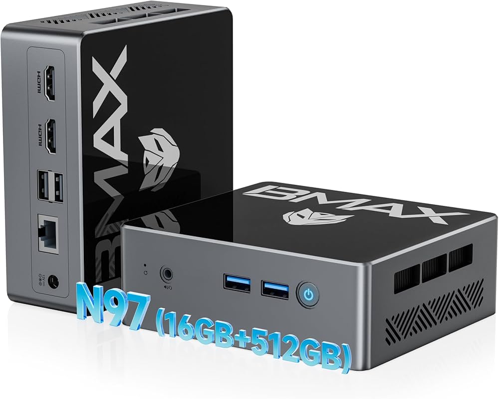BMAX Mini PC Intel N97 (fino a 3,6 Ghz) 16GB RAM 512GB M.2 SSD