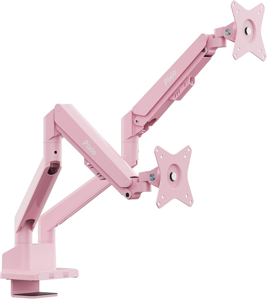 Amazon.com: Pixio PS1D Wave Pink Dual Monitor Arm Stand Desk Mount