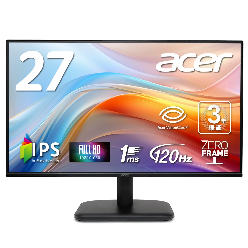 Amazon.co.jp: Acer モニター 27インチ フルHD 非光沢 120Hz 1ms(VRB