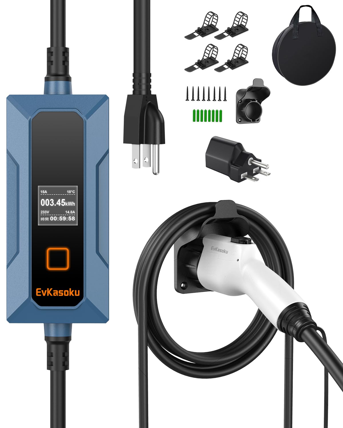 Amazon.co.jp: EvKasoku 100V~240V 屋内/屋外用 電気自動車 EV充電