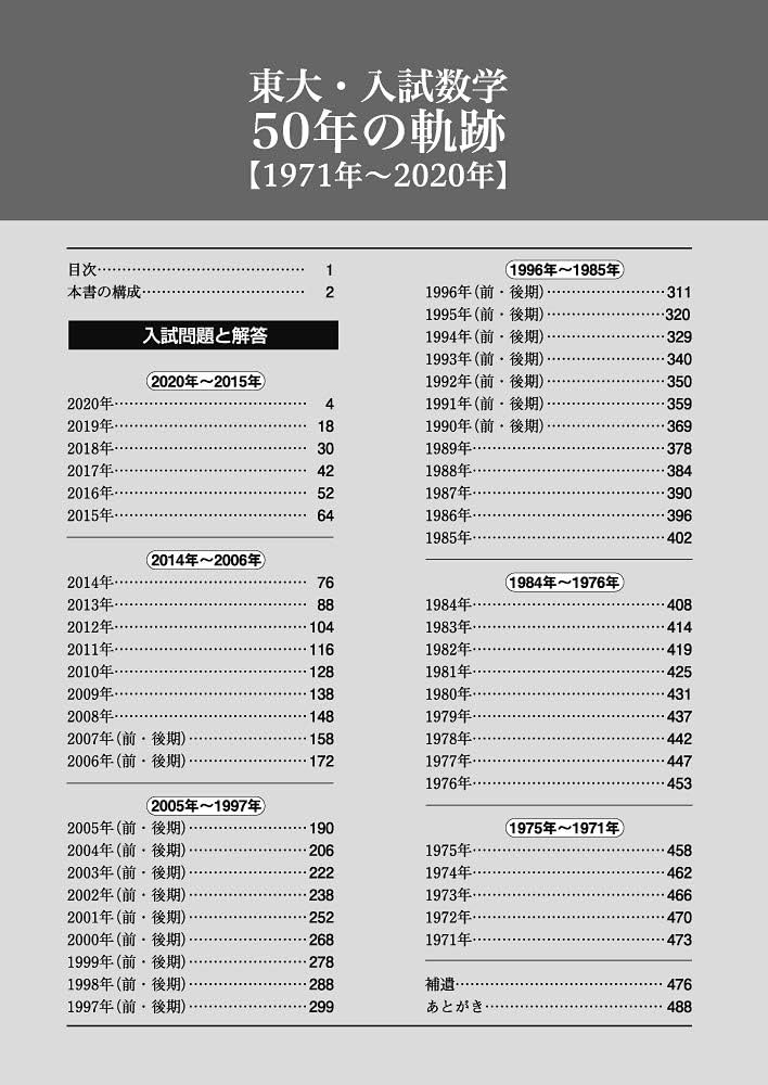 東大・入試数学50年の軌跡【1971年~2020年】 (大学への数学) | 東京