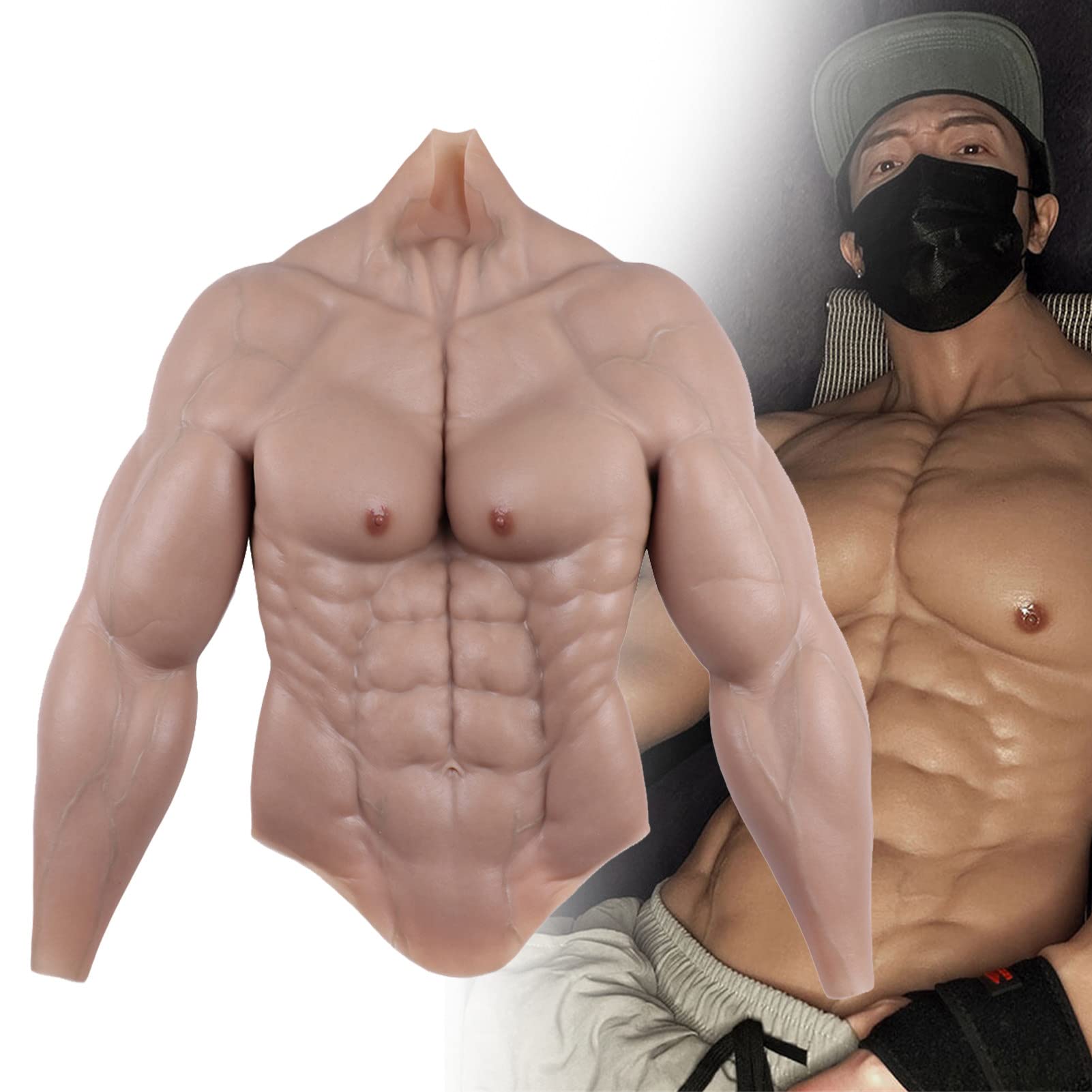 Amazon.co.jp: シリコンマッスルチェストリアルなハーフボディスーツ