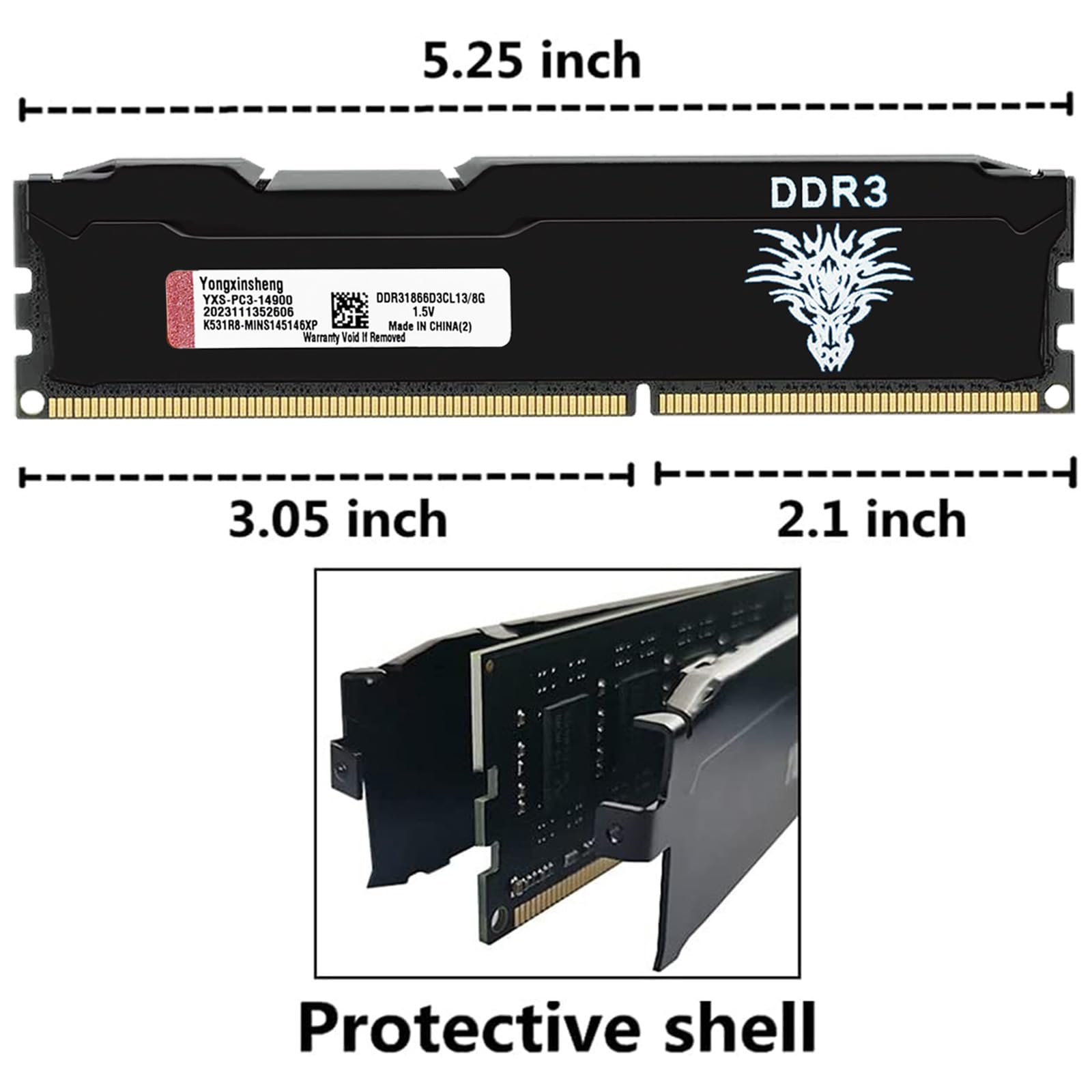 Yongxinsheng DDR3 32GB Kit (8GBx4) Desktop RAM 1866MHz PC3-14900