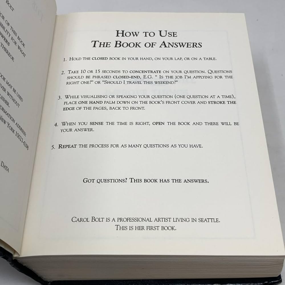 The Book of Answers: Bolt, Carol: 9780786865666: Amazon.com: Books
