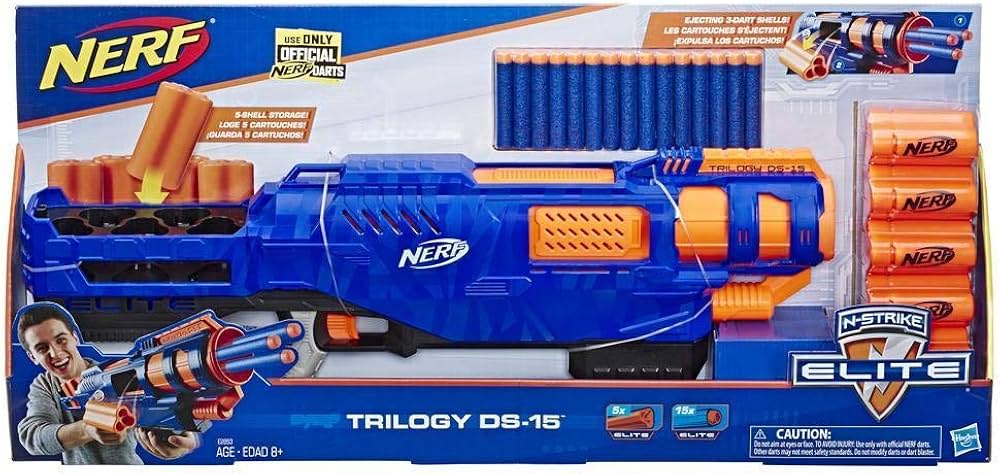 Trilogy DS-15 Nerf N-Strike Elite Toy Blaster with 15 Official
