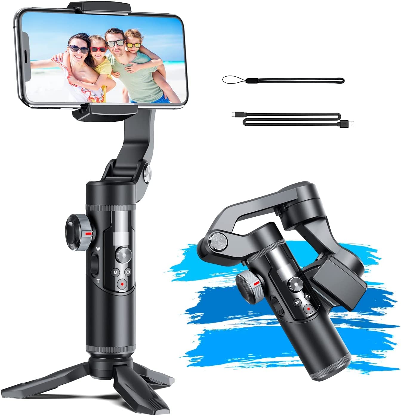 Amazon.co.jp: ジンバル スマホ用 3軸 手ブレ防止 専用APP制御