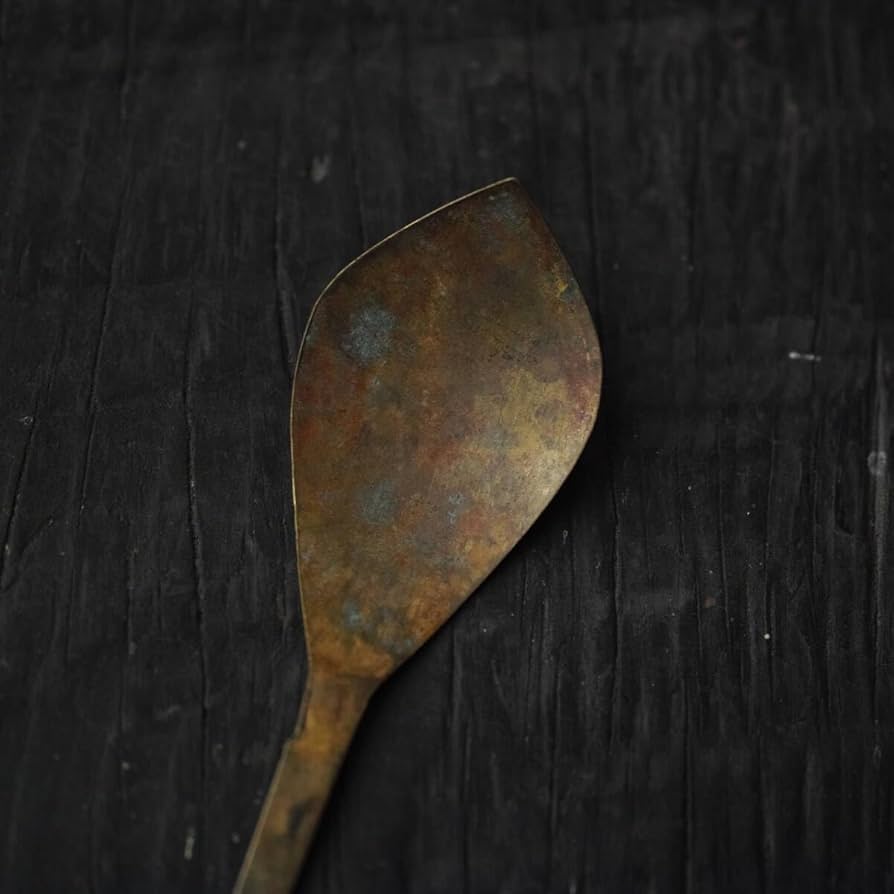 Amazon.co.jp: 古い真鍮製匙大正頃アンティーク古道具さじ丸匙薬匙灰匙
