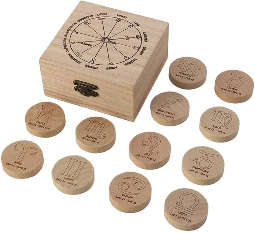 Amazon.co.jp: ルーン石セット 木製 ルーン 文字刻印 ボックス付き 12