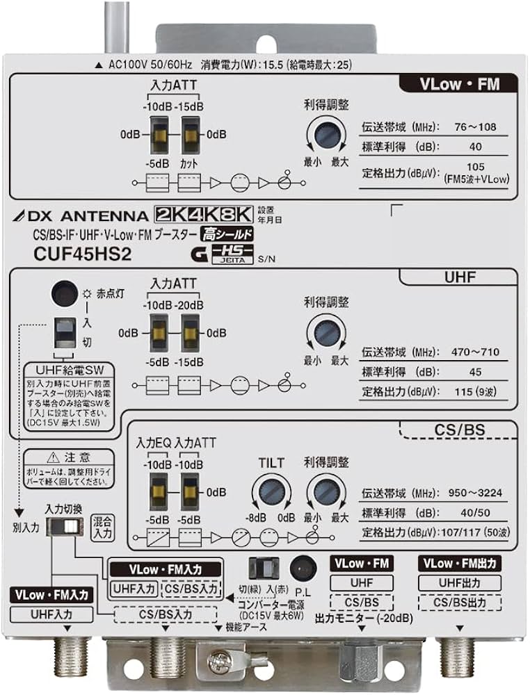 Amazon.co.jp: DXアンテナ CS/BS-IF・UHF・V-Low・FMブースター （45dB