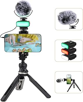 Amazon.co.jp: スマートフォンビデオマイクキット マイク、LEDライト