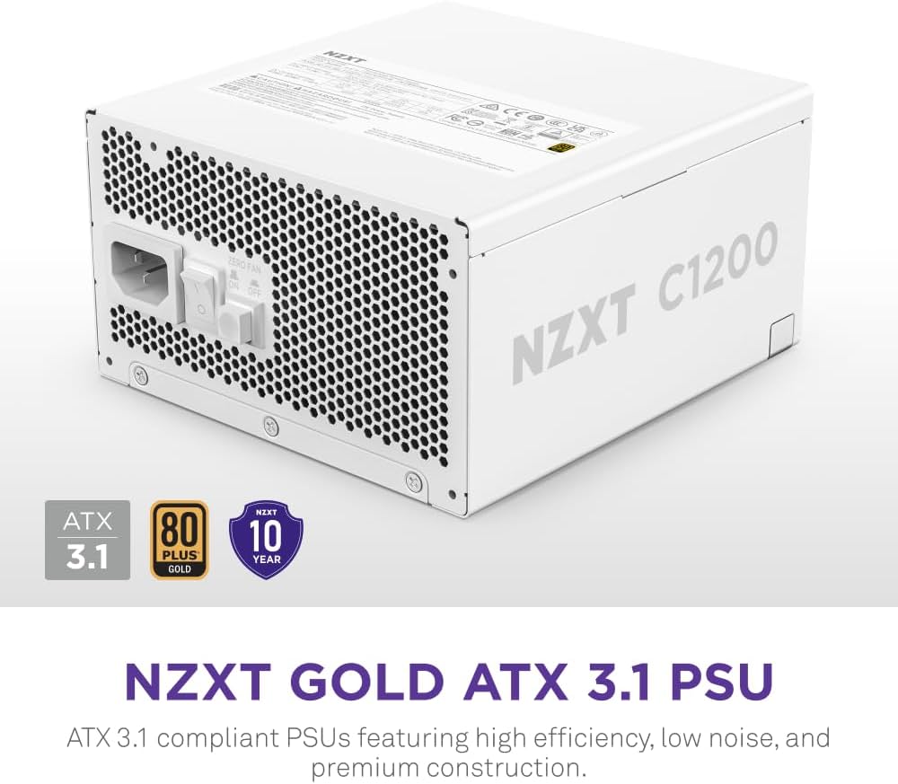 NZXT C1200 Gold ATX 3.1 - Fully Modular Low-Noise PC Gaming Power